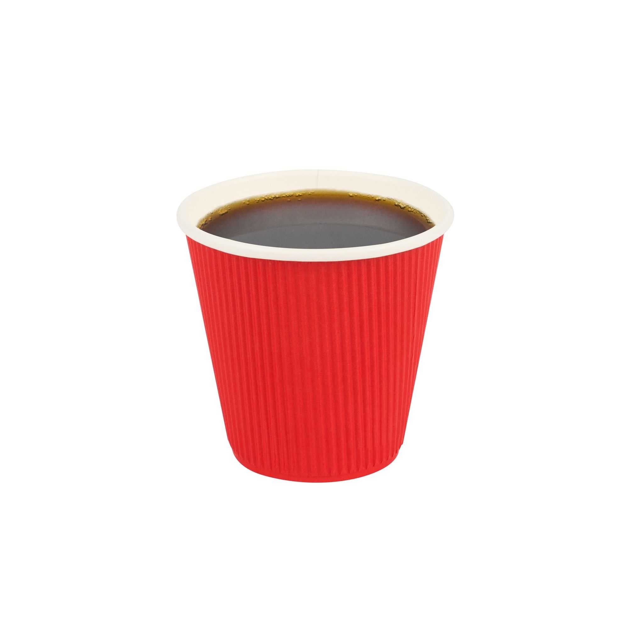 Restpresso 8 oz Red Paper Coffee Cup - Ripple Wall - 3 1/2" x 3 1/2" x 3 1/4" - 500 count box