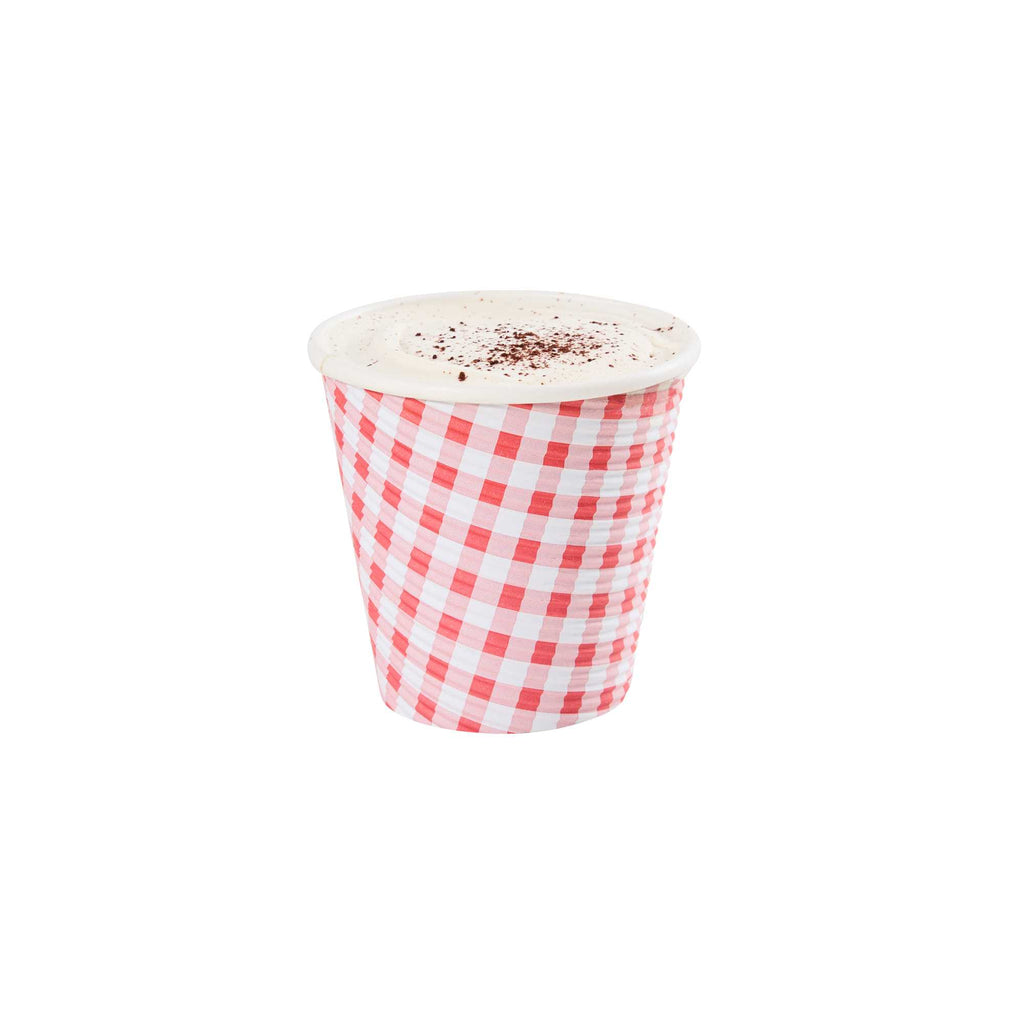 Restpresso 8 oz Picnic Print Paper Coffee Cup - Spiral Wall - 3 1/2" x 3 1/2" x 3 1/4" - 25 count box