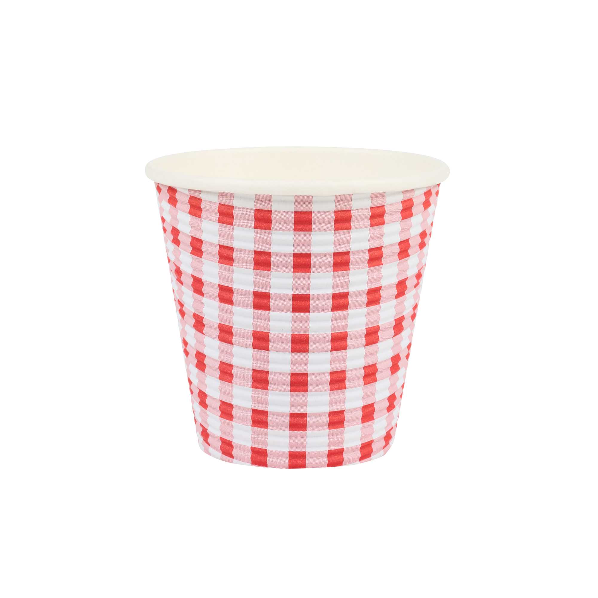 Restpresso 8 oz Picnic Print Paper Coffee Cup - Spiral Wall - 3 1/2" x 3 1/2" x 3 1/4" - 25 count box