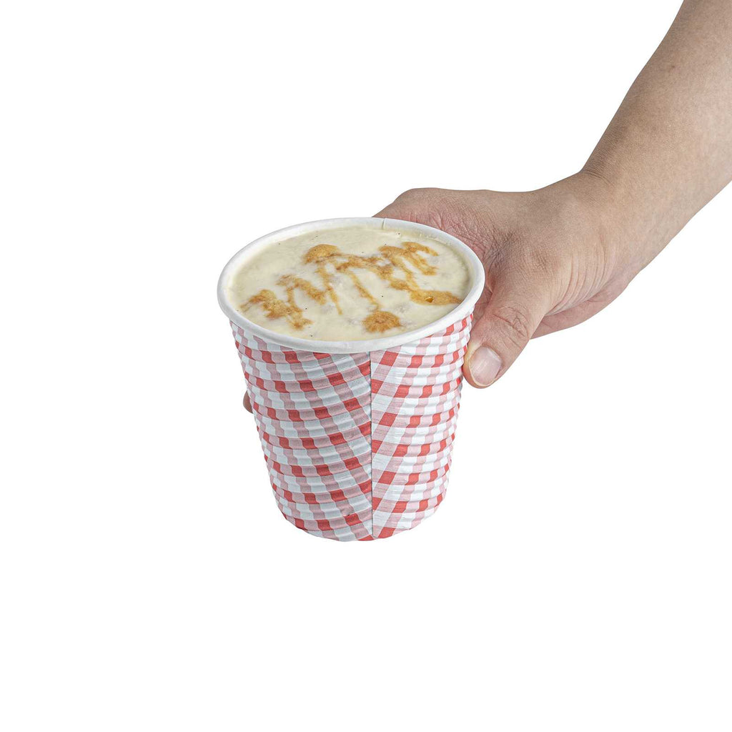 Restpresso 8 oz Picnic Print Paper Coffee Cup - Spiral Wall - 3 1/2" x 3 1/2" x 3 1/4" - 500 count box