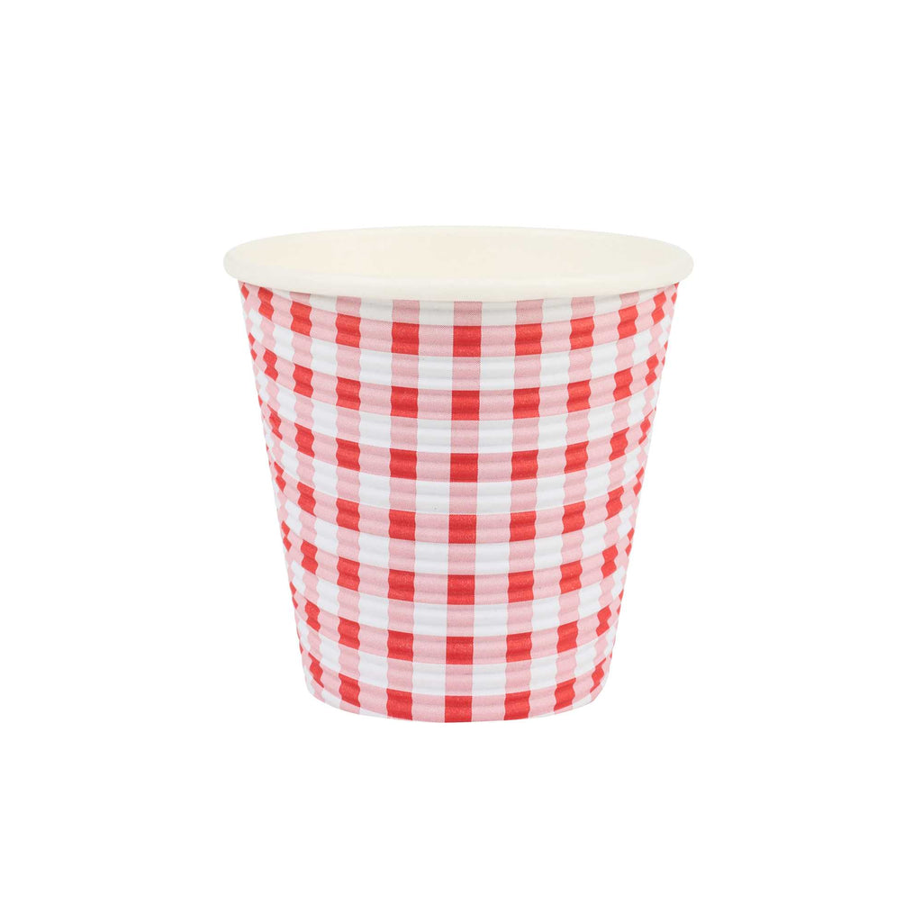 Restpresso 8 oz Picnic Print Paper Coffee Cup - Spiral Wall - 3 1/2" x 3 1/2" x 3 1/4" - 500 count box