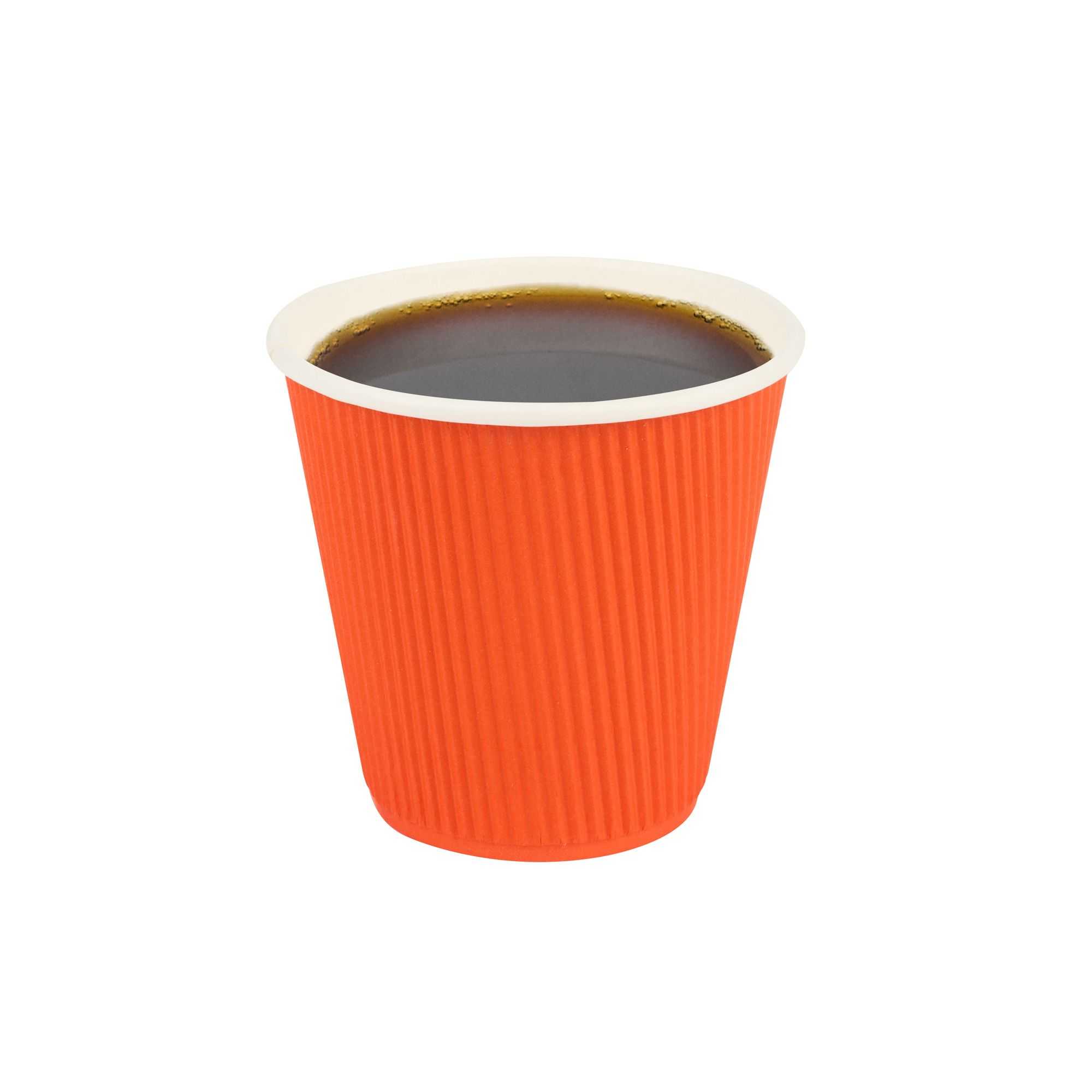 Restpresso 8 oz Tangerine Orange Paper Coffee Cup - Ripple Wall - 3 1/2" x 3 1/2" x 3 1/4" - 500 count box