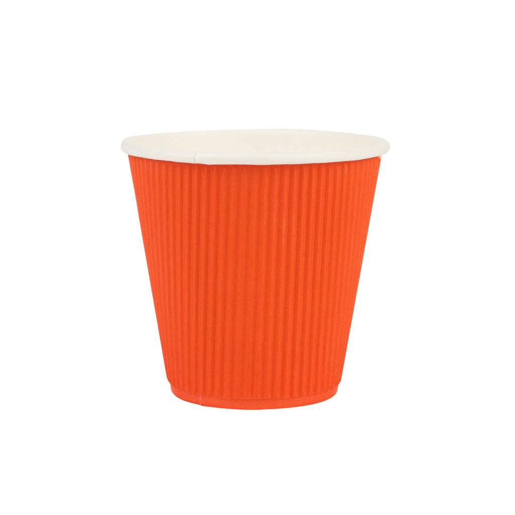 Restpresso 8 oz Tangerine Orange Paper Coffee Cup - Ripple Wall - 3 1/2" x 3 1/2" x 3 1/4" - 25 count box