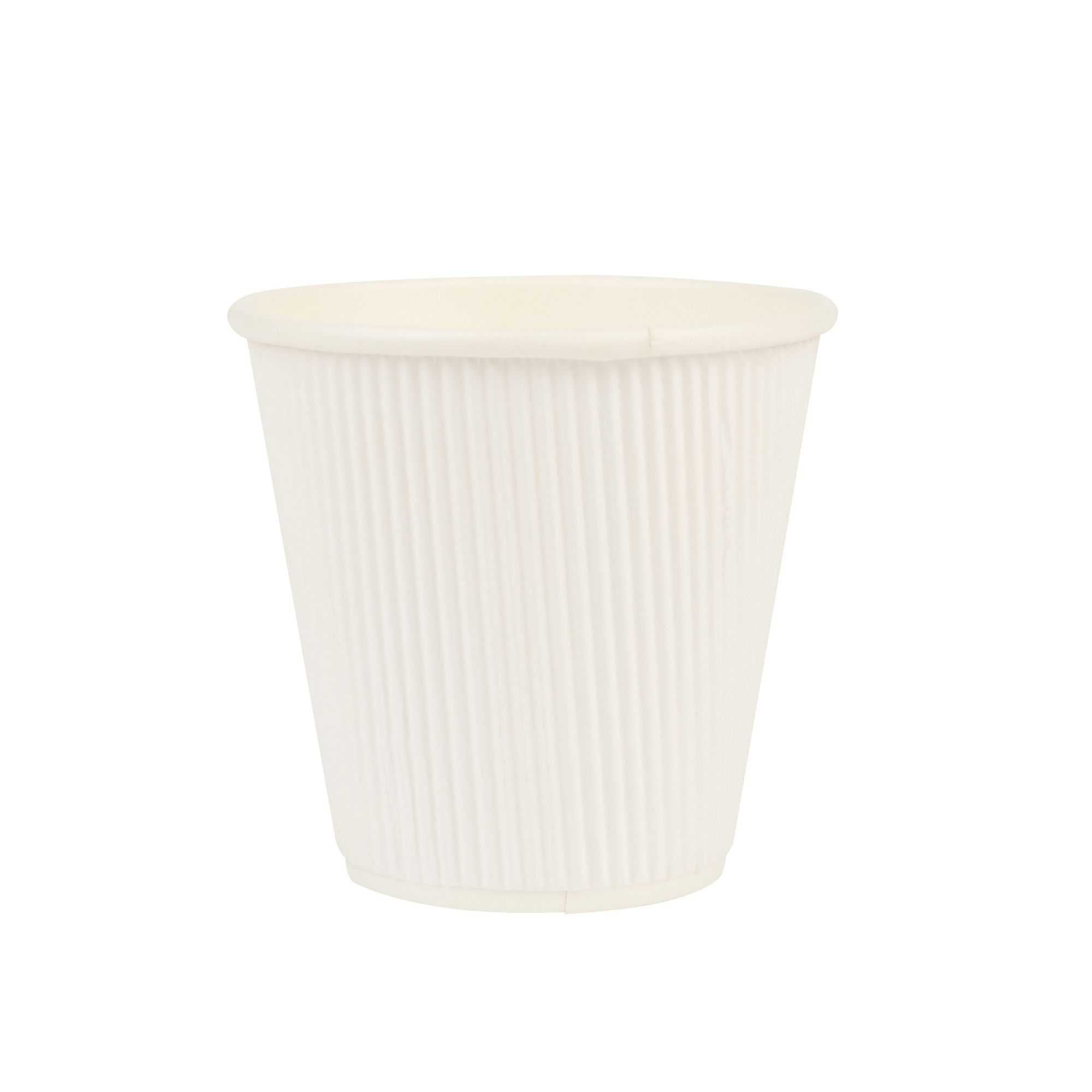 Restpresso 8 oz White Paper Coffee Cup - Ripple Wall - 3 1/2" x 3 1/2" x 3 1/4" - 500 count box