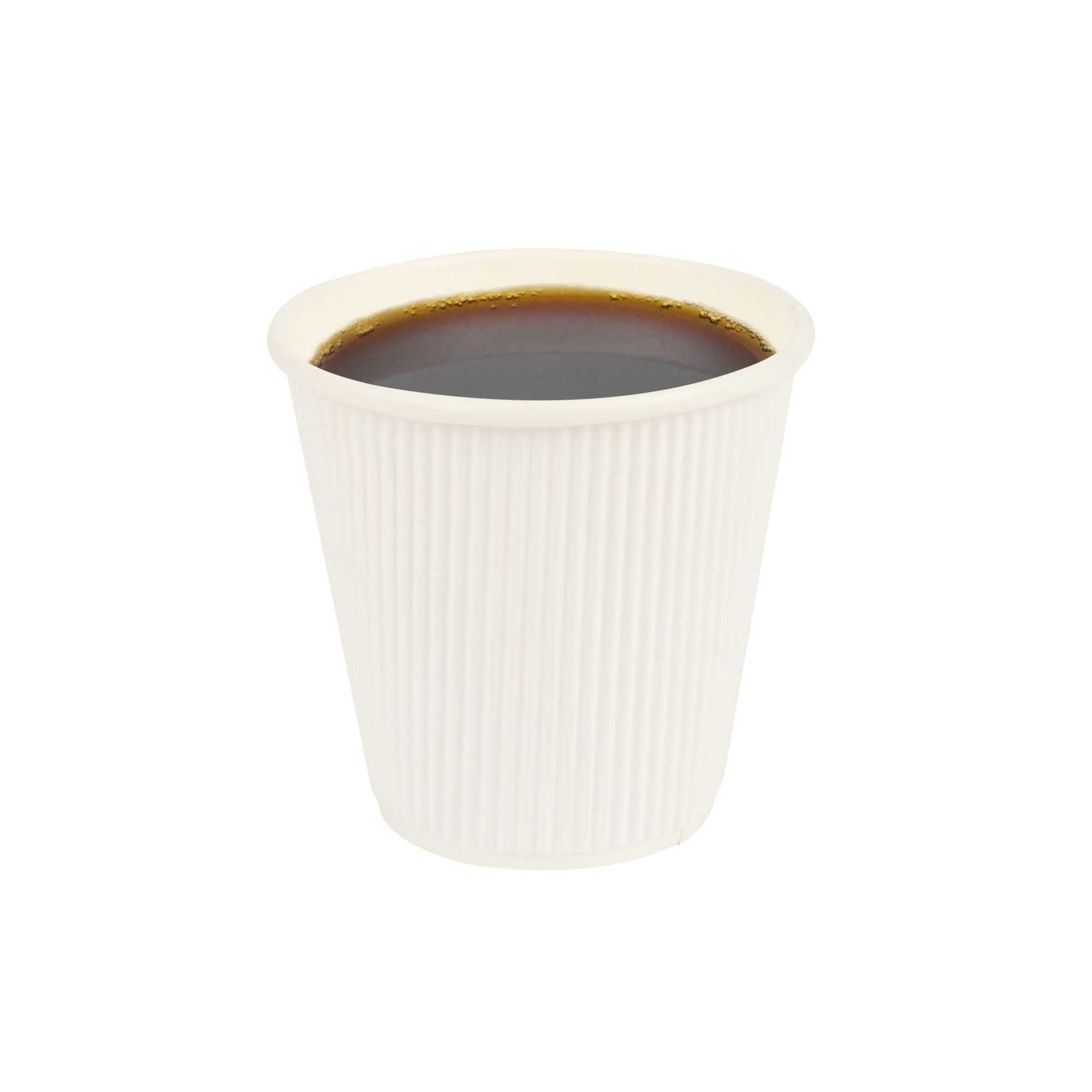 Restpresso 8 oz White Paper Coffee Cup - Ripple Wall - 3 1/2" x 3 1/2" x 3 1/4" - 500 count box