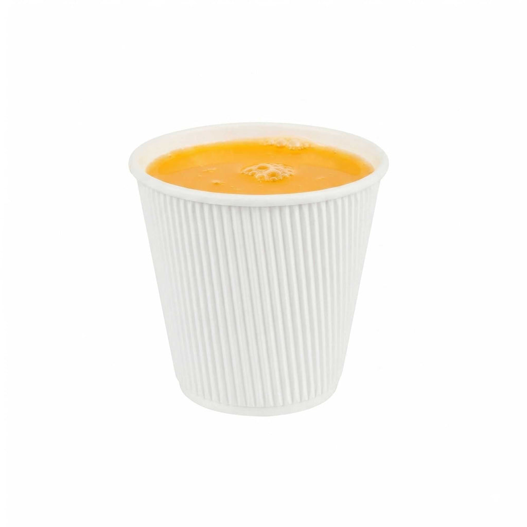 Restpresso 8 oz White Paper Coffee Cup - Ripple Wall - 3 1/2" x 3 1/2" x 3 1/4" - 500 count box