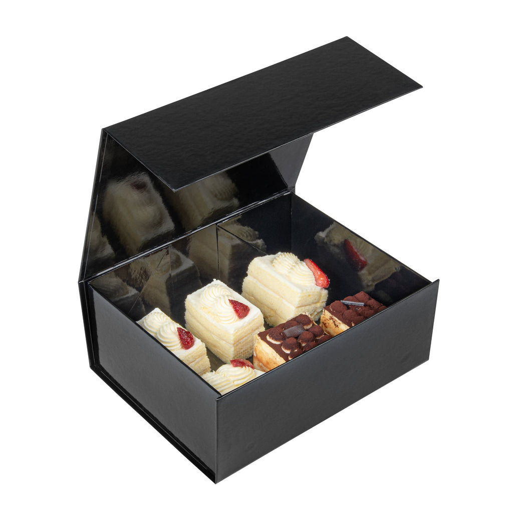 Cater Tek Rectangle Black Paper Large Tic Tac Box - Magnetic - 10 1/2" x 8" x 4" - 10 count box