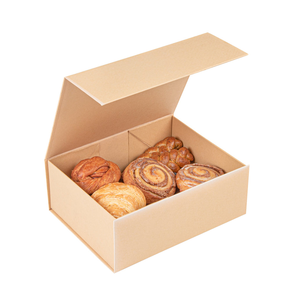 Cater Tek Rectangle Kraft Paper Large Tic Tac Box - Magnetic - 10 1/2" x 8" x 4" - 10 count box