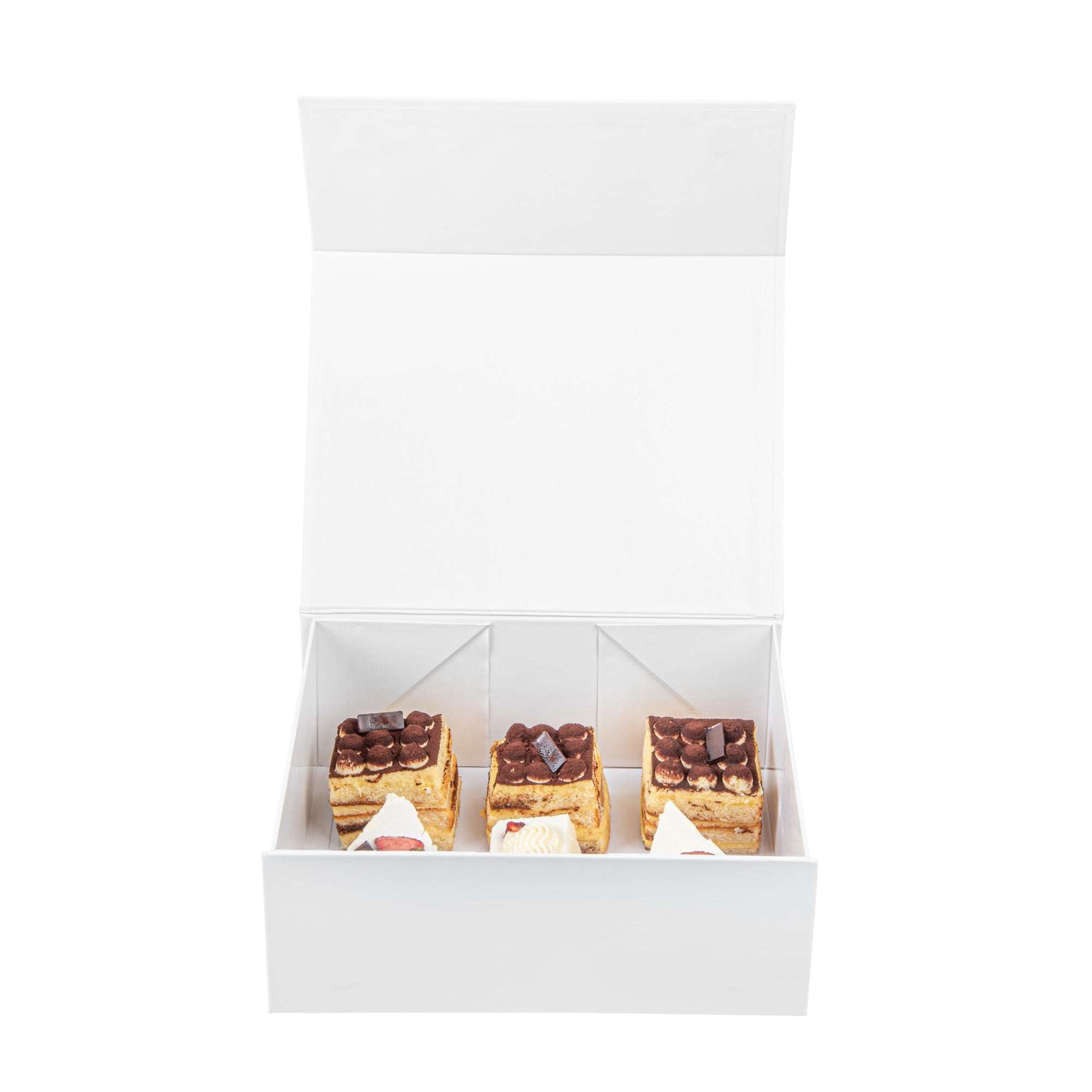 Cater Tek Rectangle White Paper Large Tic Tac Box - Magnetic - 10 1/2" x 8" x 4" - 10 count box