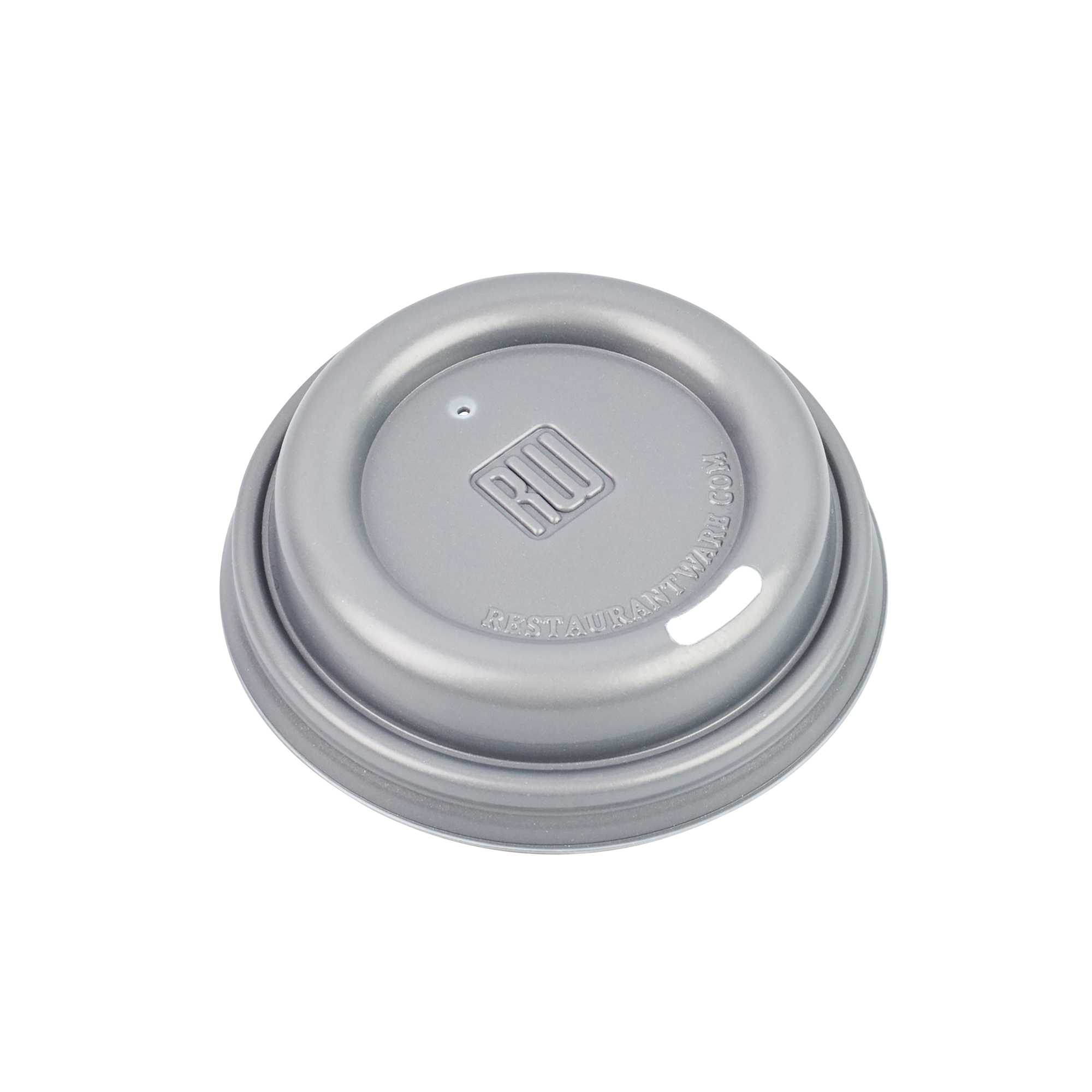 Restpresso Pewter Gray Plastic Coffee Cup Lid - Fits 4 oz - 2 1/2" x 2 1/2" x 3/4" - 25 count box