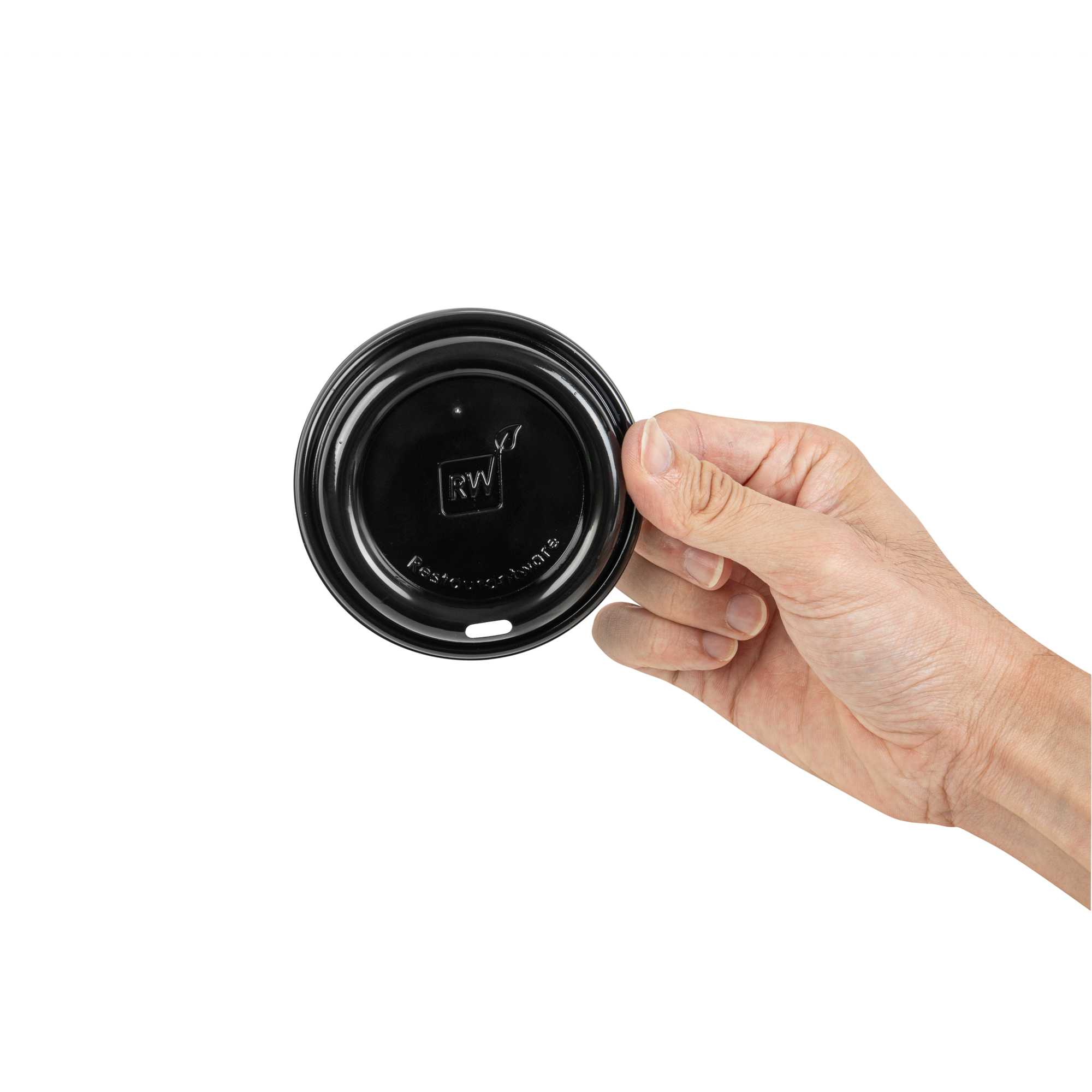 Restpresso Black Plastic Coffee Cup Lid - Fits 8, 12, 16 and 20 oz - 25 count box