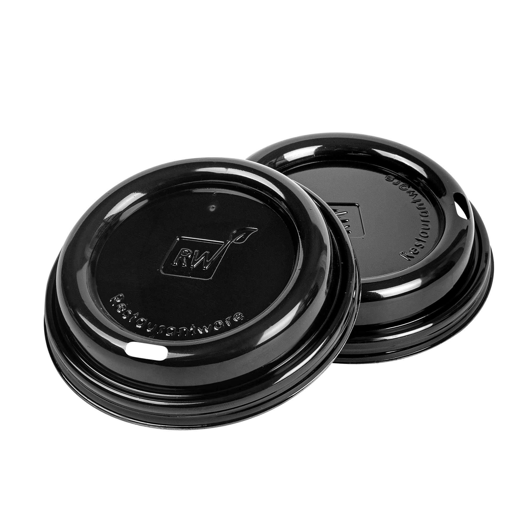 Restpresso Black Plastic Coffee Cup Lid - Fits 8, 12, 16 and 20 oz - 25 count box