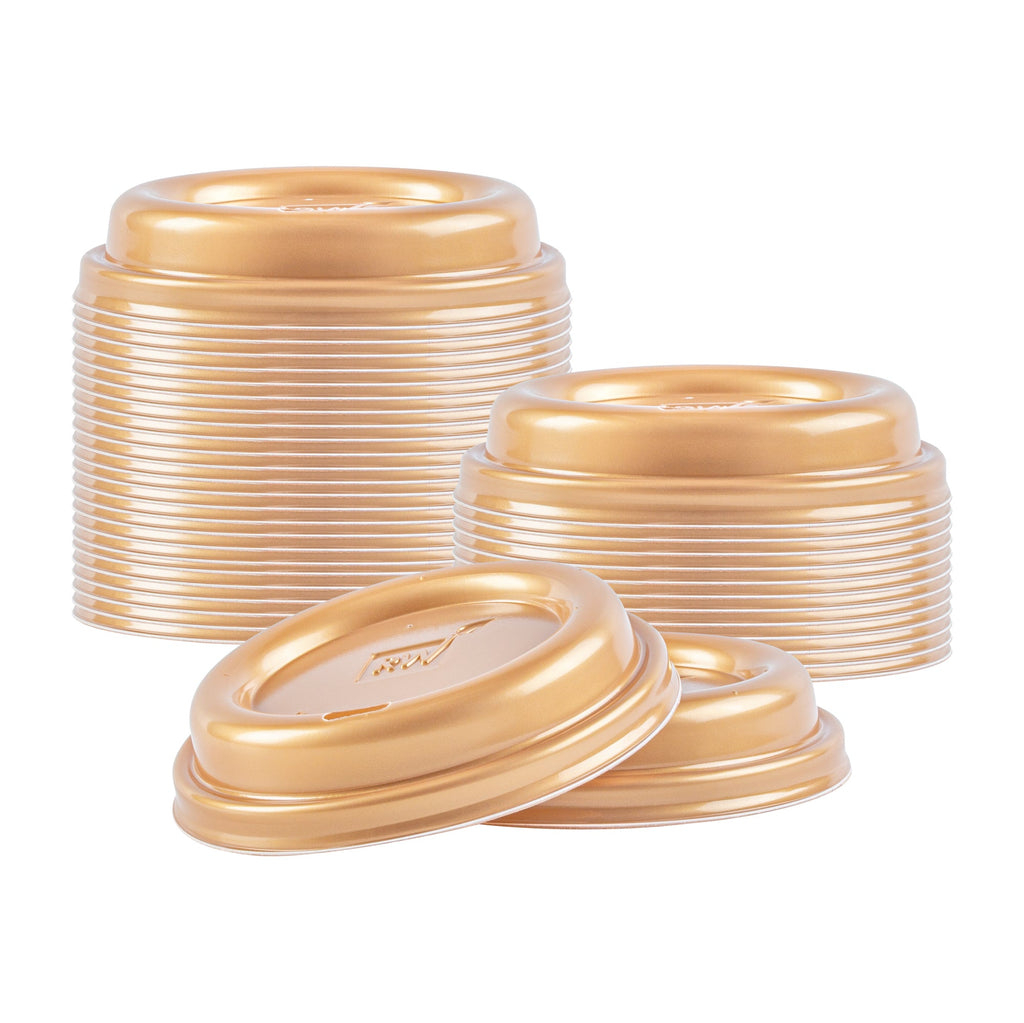 Restpresso Gold Plastic Coffee Cup Lid - Fits 8, 12, 16 and 20 oz - 25 count box