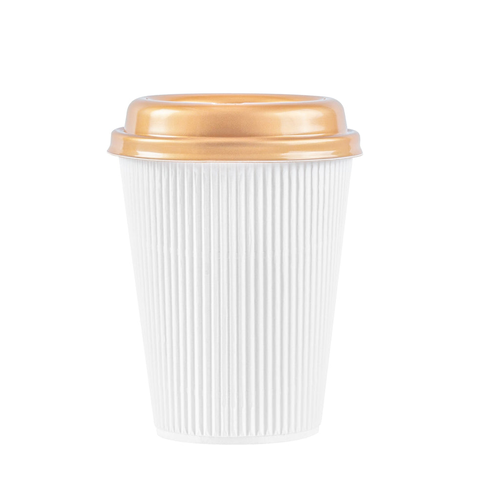 Restpresso Gold Plastic Coffee Cup Lid - Fits 8, 12, 16 and 20 oz - 25 count box