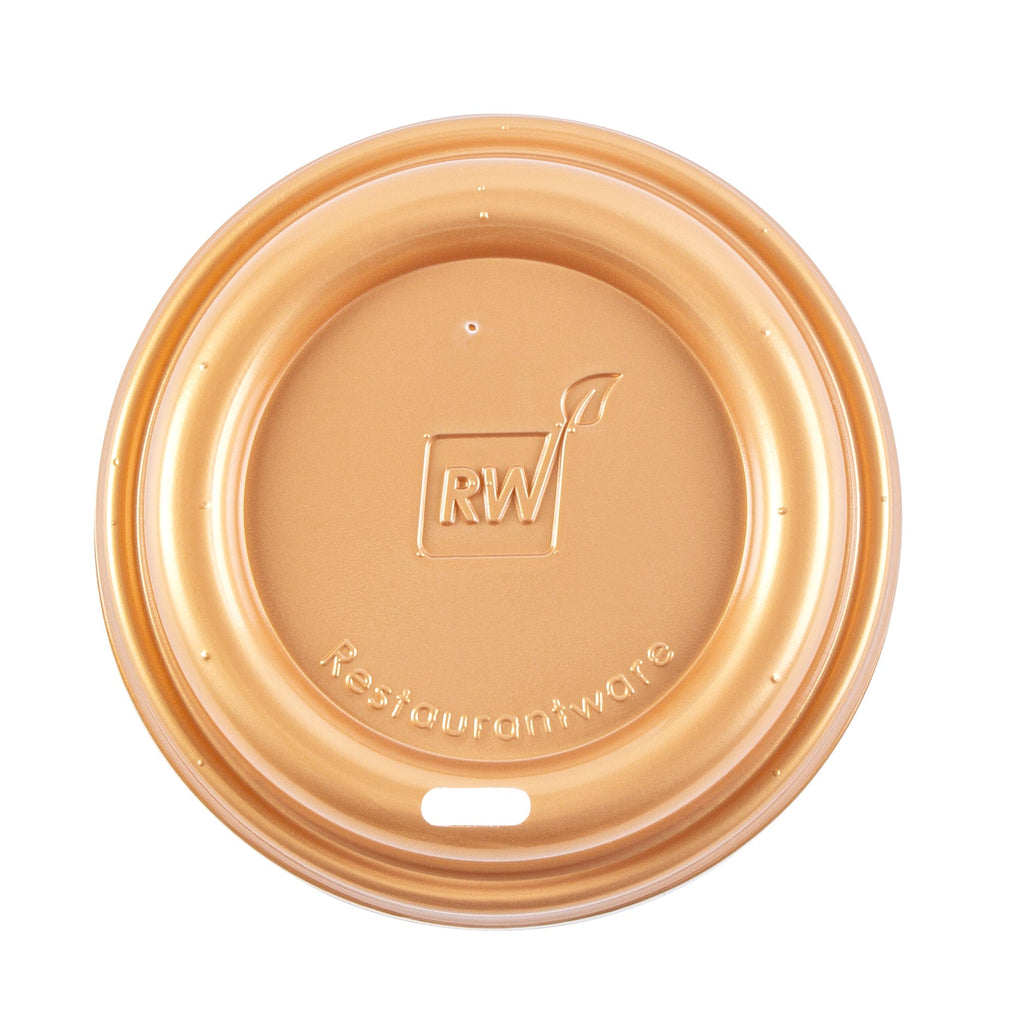 Restpresso Gold Plastic Coffee Cup Lid - Fits 8, 12, 16 and 20 oz - 25 count box