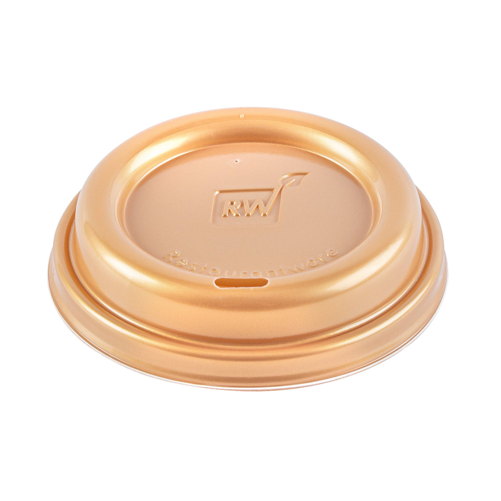 Restpresso Gold Plastic Coffee Cup Lid - Fits 8, 12, 16 and 20 oz - 500 count box