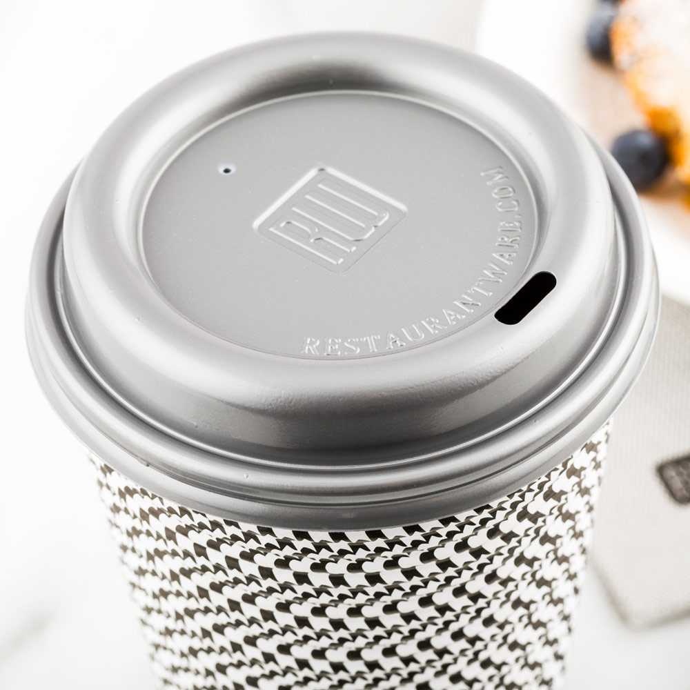 Restpresso Pewter Gray Plastic Coffee Cup Lid - Fits 8, 12, 16 and 20 oz - 25 count box