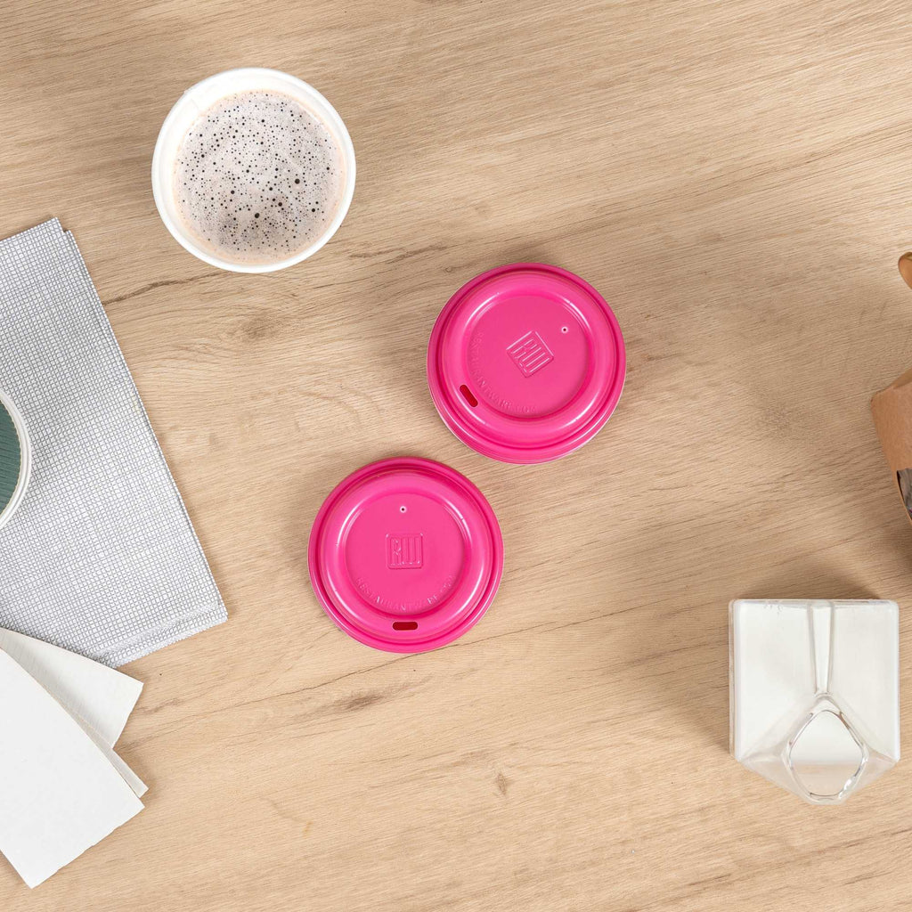 Restpresso Hot Pink Plastic Coffee Cup Lid - Fits 8, 12, 16 and 20 oz - 25 count box