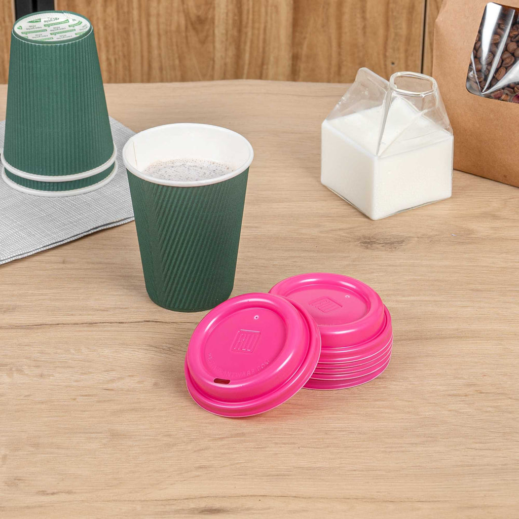Restpresso Hot Pink Plastic Coffee Cup Lid - Fits 8, 12, 16 and 20 oz - 500 count box