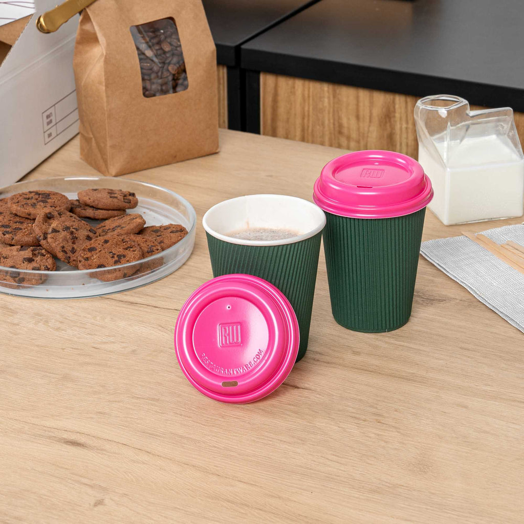 Restpresso Hot Pink Plastic Coffee Cup Lid - Fits 8, 12, 16 and 20 oz - 500 count box