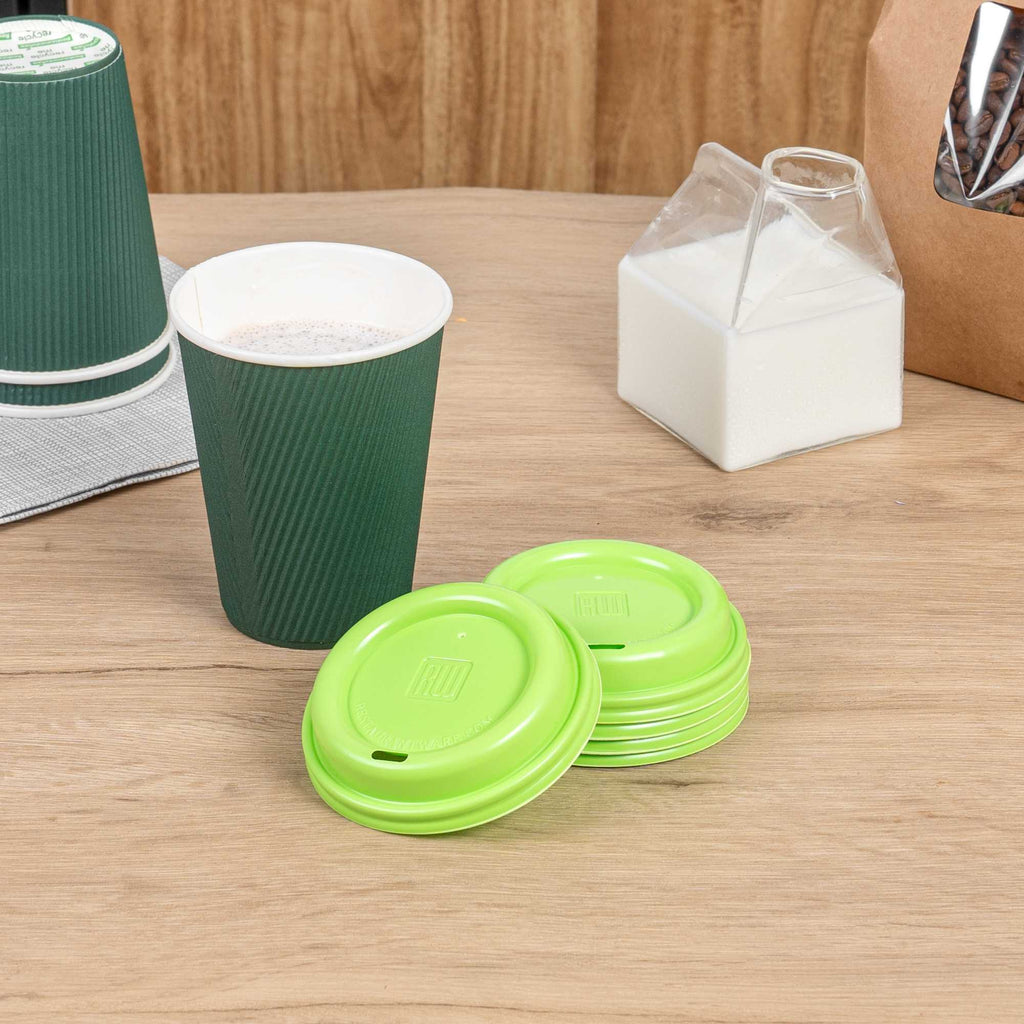 Restpresso Lime Green Plastic Coffee Cup Lid - Fits 8, 12, 16 and 20 oz - 25 count box