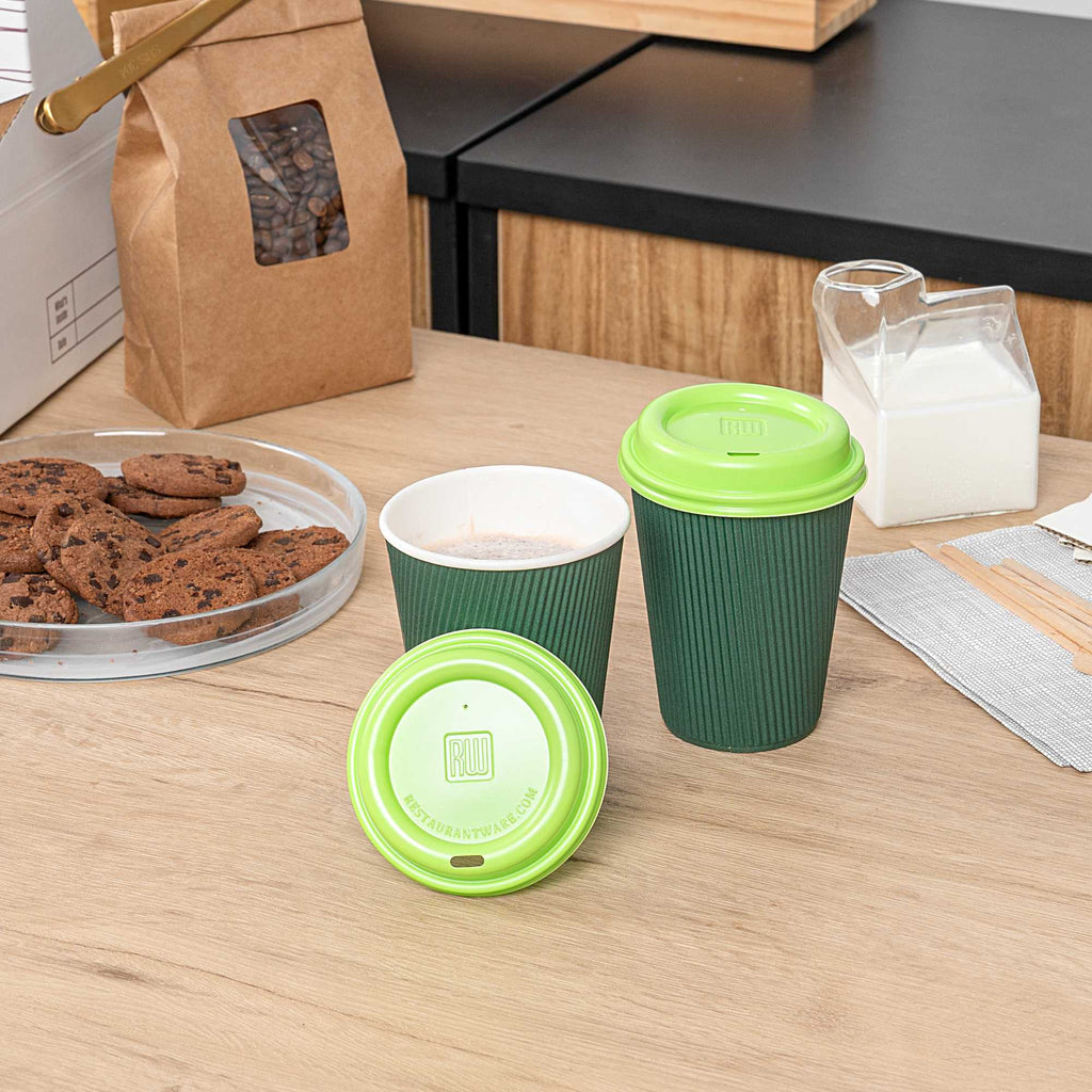 Restpresso Lime Green Plastic Coffee Cup Lid - Fits 8, 12, 16 and 20 oz - 25 count box
