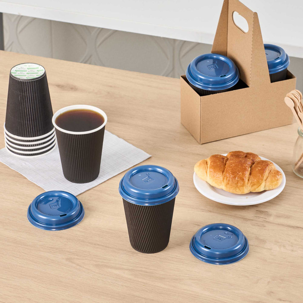 Restpresso Midnight Blue Plastic Coffee Cup Lid - Fits 8, 12, 16 and 20 oz - 25 count box