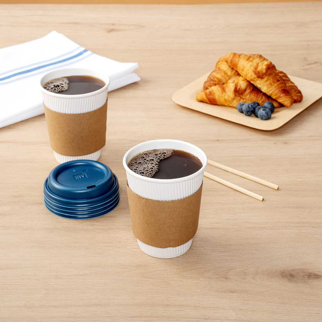 Restpresso Midnight Blue Plastic Coffee Cup Lid - Fits 8, 12, 16 and 20 oz - 25 count box