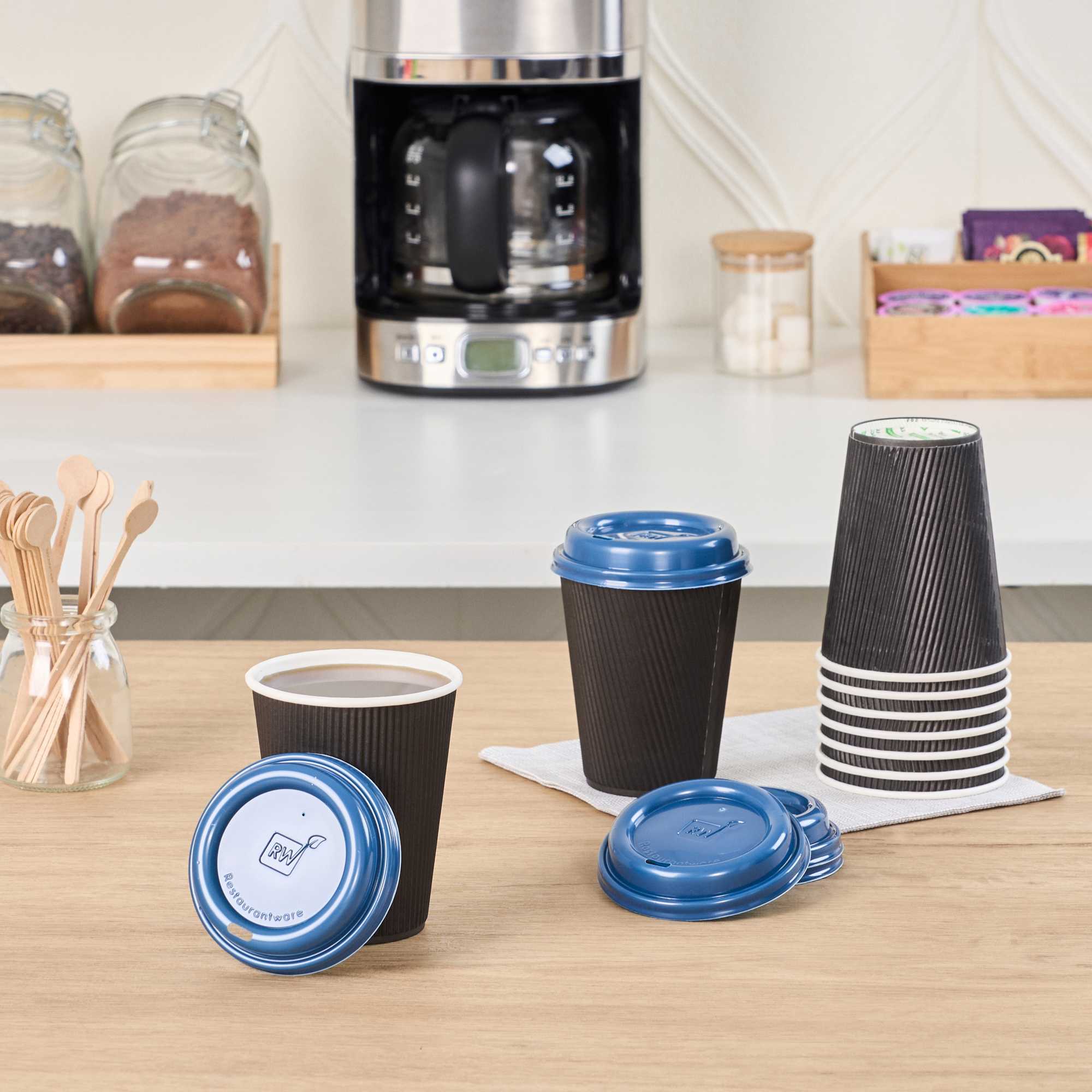 Restpresso Midnight Blue Plastic Coffee Cup Lid - Fits 8, 12, 16 and 20 oz - 500 count box