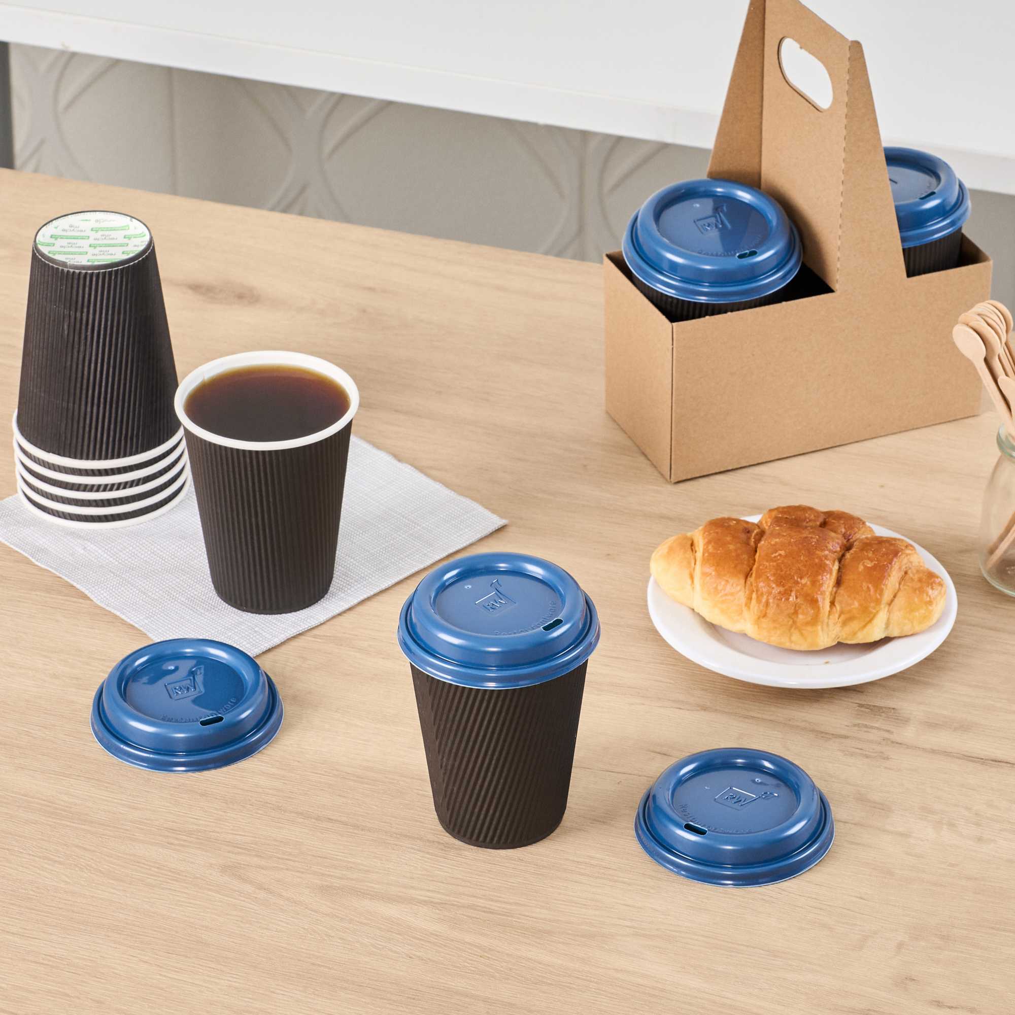 Restpresso Midnight Blue Plastic Coffee Cup Lid - Fits 8, 12, 16 and 20 oz - 500 count box