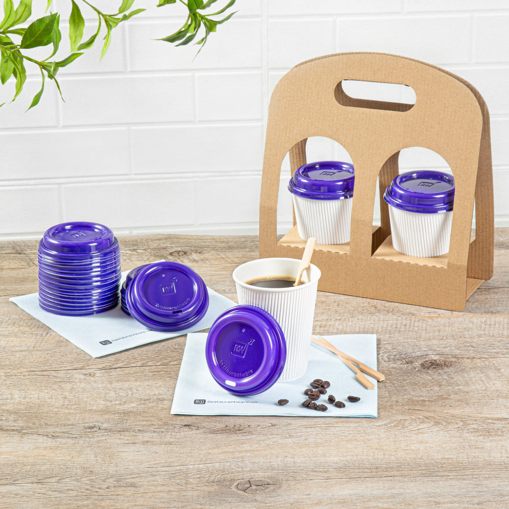 Restpresso Purple Plastic Coffee Cup Lid - Fits 8, 12, 16 and 20 oz - 25 count box