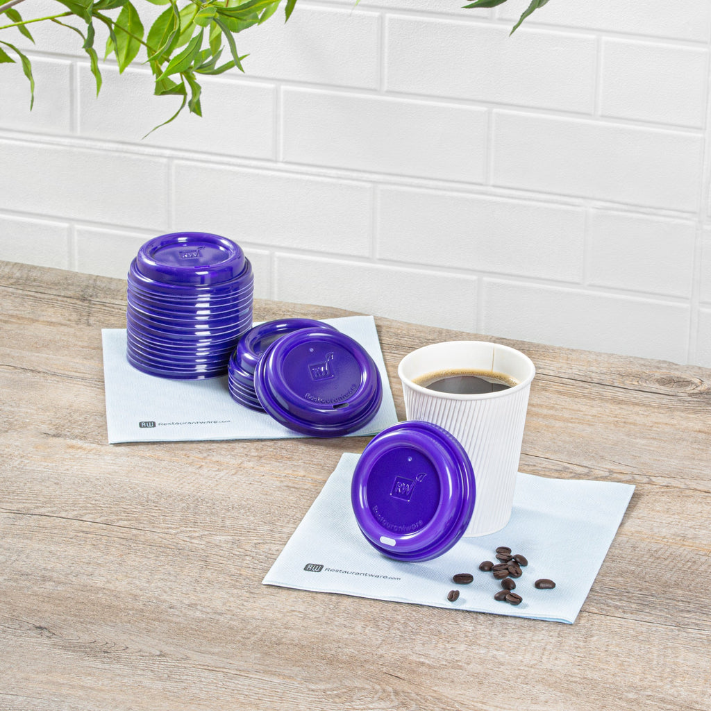 Restpresso Purple Plastic Coffee Cup Lid - Fits 8, 12, 16 and 20 oz - 25 count box