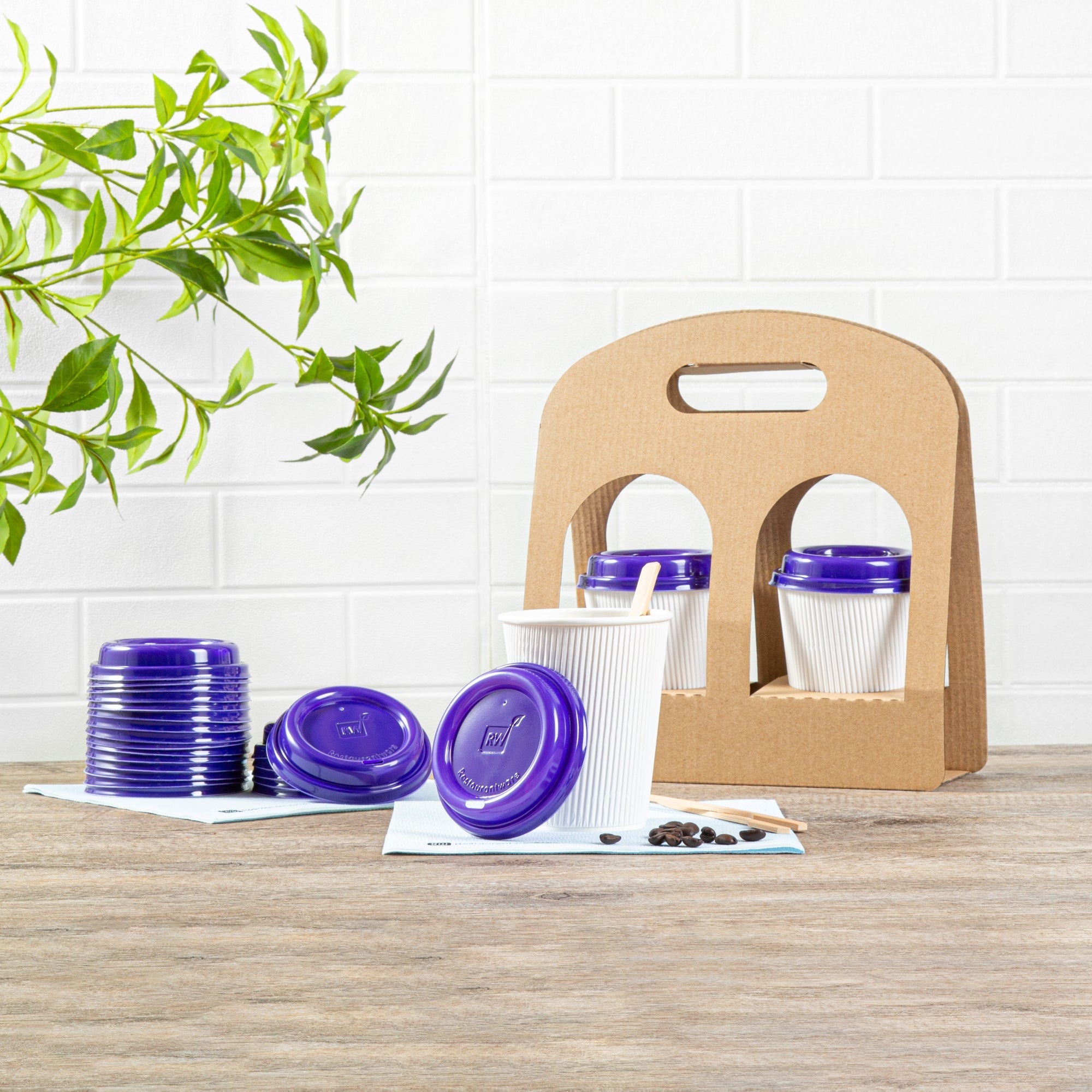 Restpresso Purple Plastic Coffee Cup Lid - Fits 8, 12, 16 and 20 oz - 500 count box