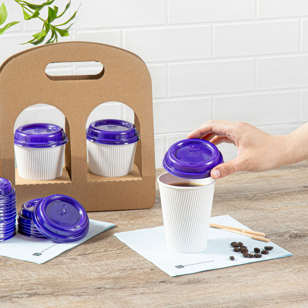 Restpresso Purple Plastic Coffee Cup Lid - Fits 8, 12, 16 and 20 oz - 500 count box