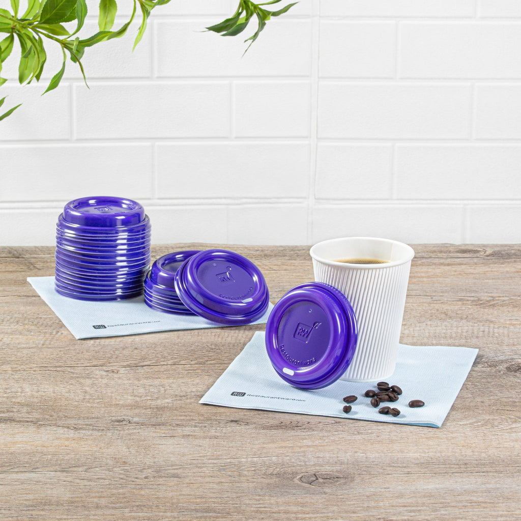 Restpresso Purple Plastic Coffee Cup Lid - Fits 8, 12, 16 and 20 oz - 500 count box