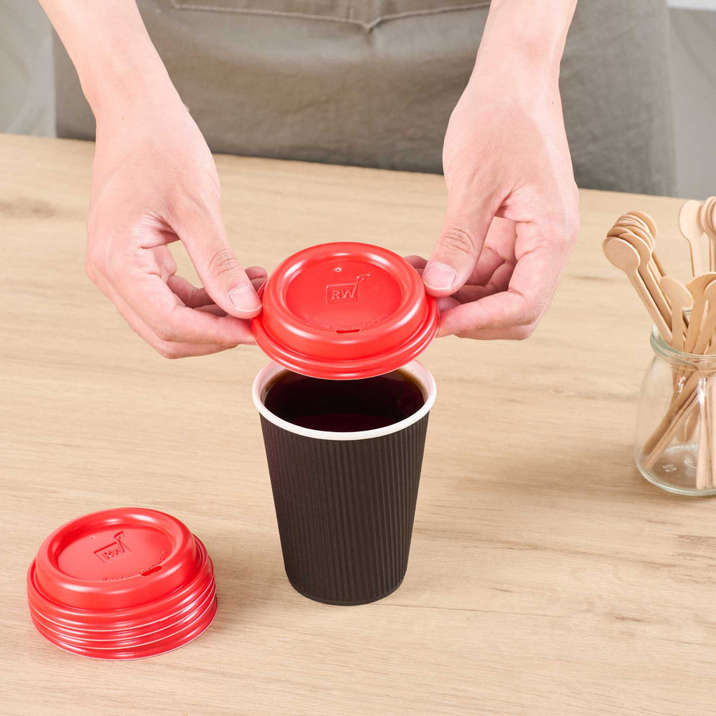 Restpresso Red Plastic Coffee Cup Lid - Fits 8, 12, 16 and 20 oz - 500 count box