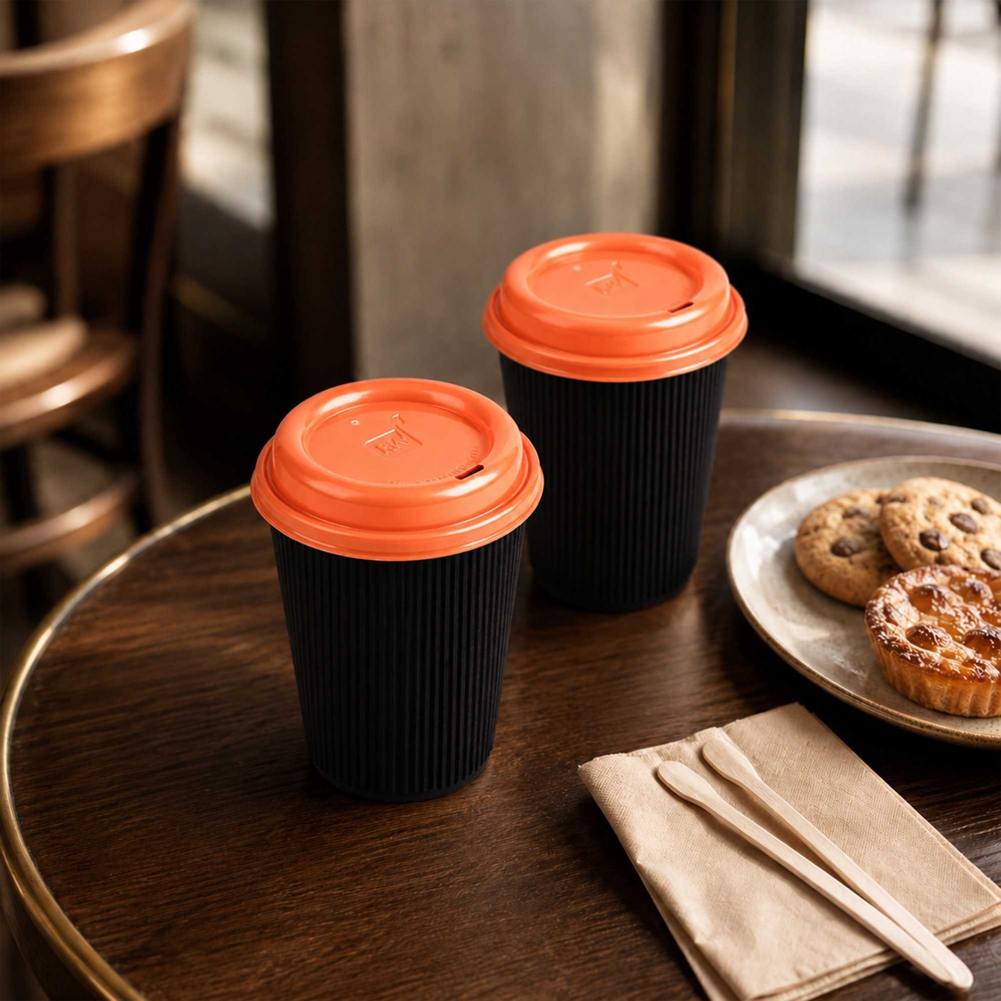Restpresso Tangerine Orange Plastic Coffee Cup Lid - Fits 8, 12, 16 and 20 oz - 25 count box