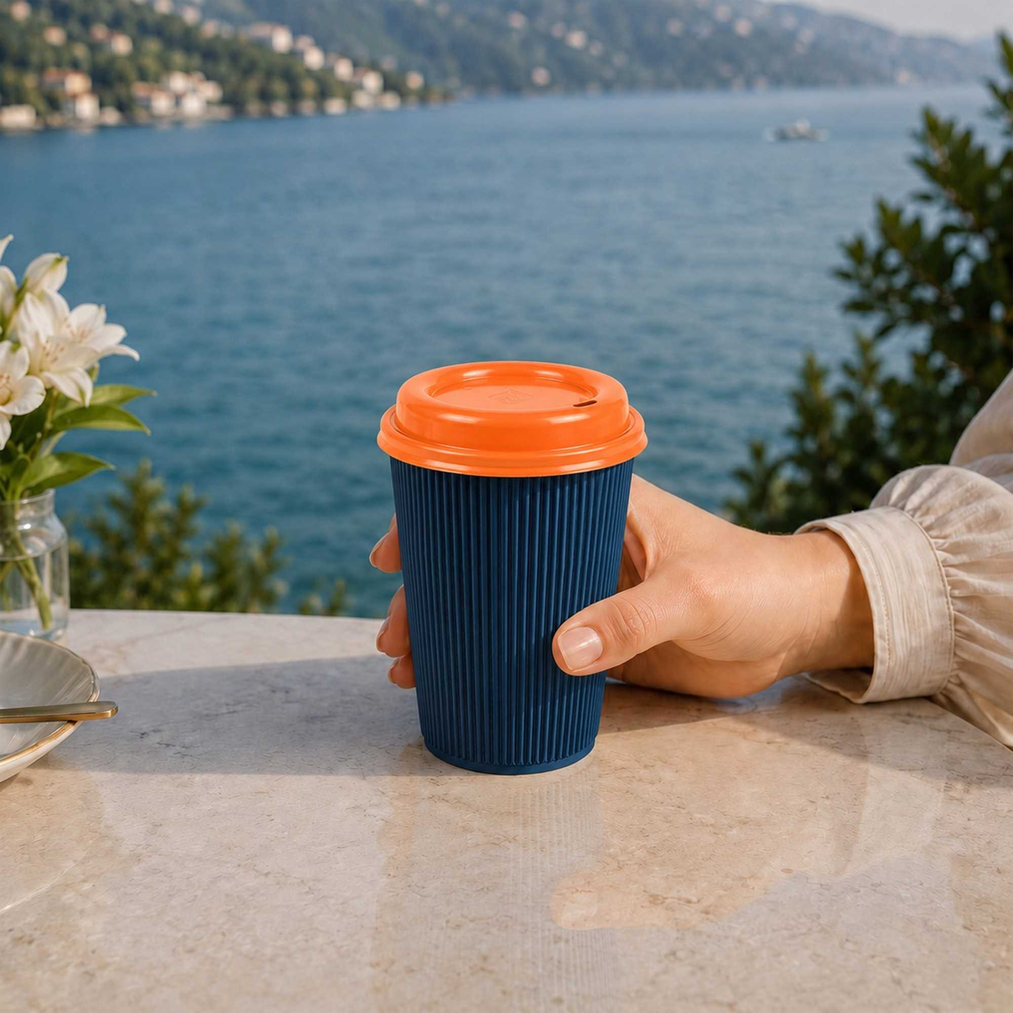 Restpresso Tangerine Orange Plastic Coffee Cup Lid - Fits 8, 12, 16 and 20 oz - 500 count box
