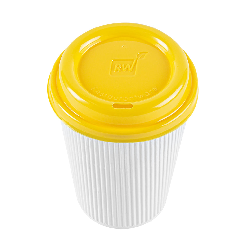 Restpresso Yellow Plastic Coffee Cup Lid - Fits 8, 12, 16 and 20 oz - 500 count box