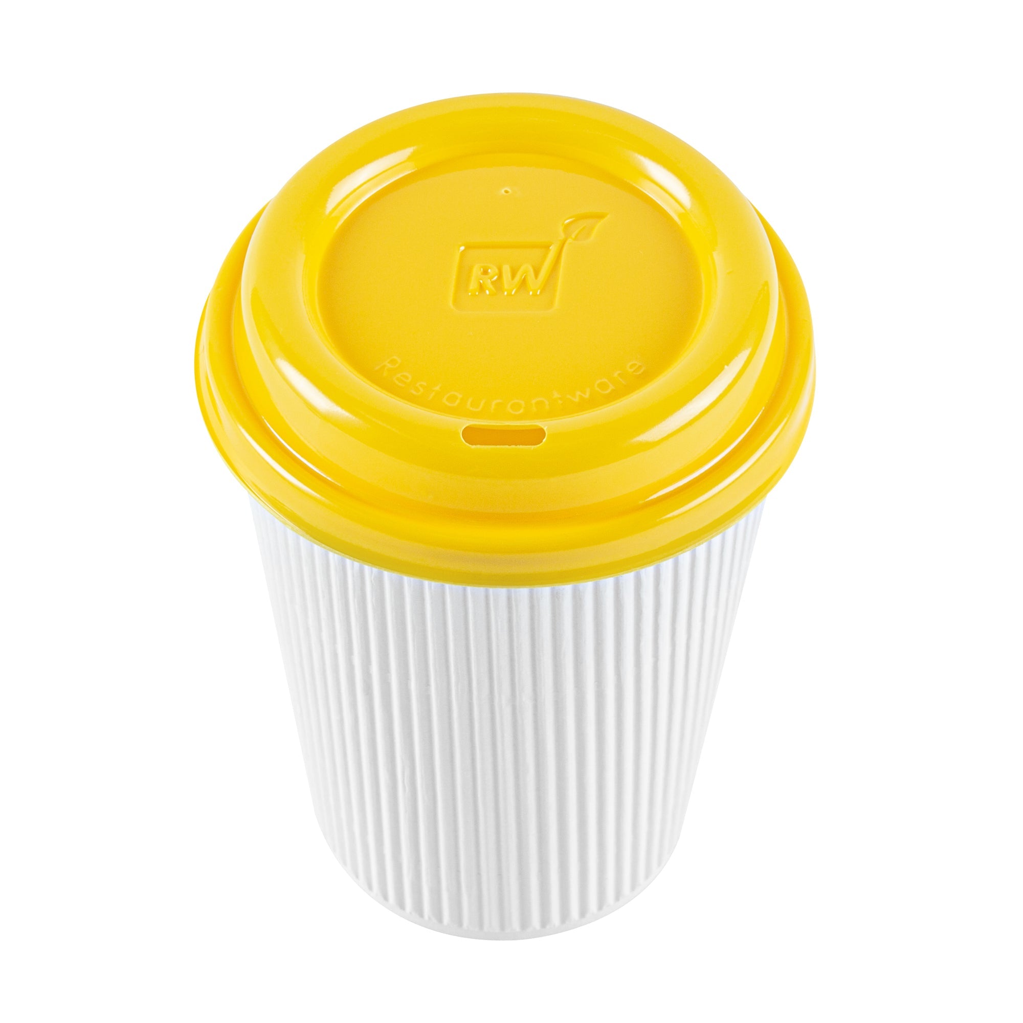 Restpresso Yellow Plastic Coffee Cup Lid - Fits 8, 12, 16 and 20 oz - 25 count box