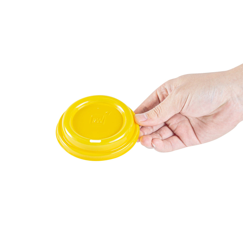 Restpresso Yellow Plastic Coffee Cup Lid - Fits 8, 12, 16 and 20 oz - 25 count box