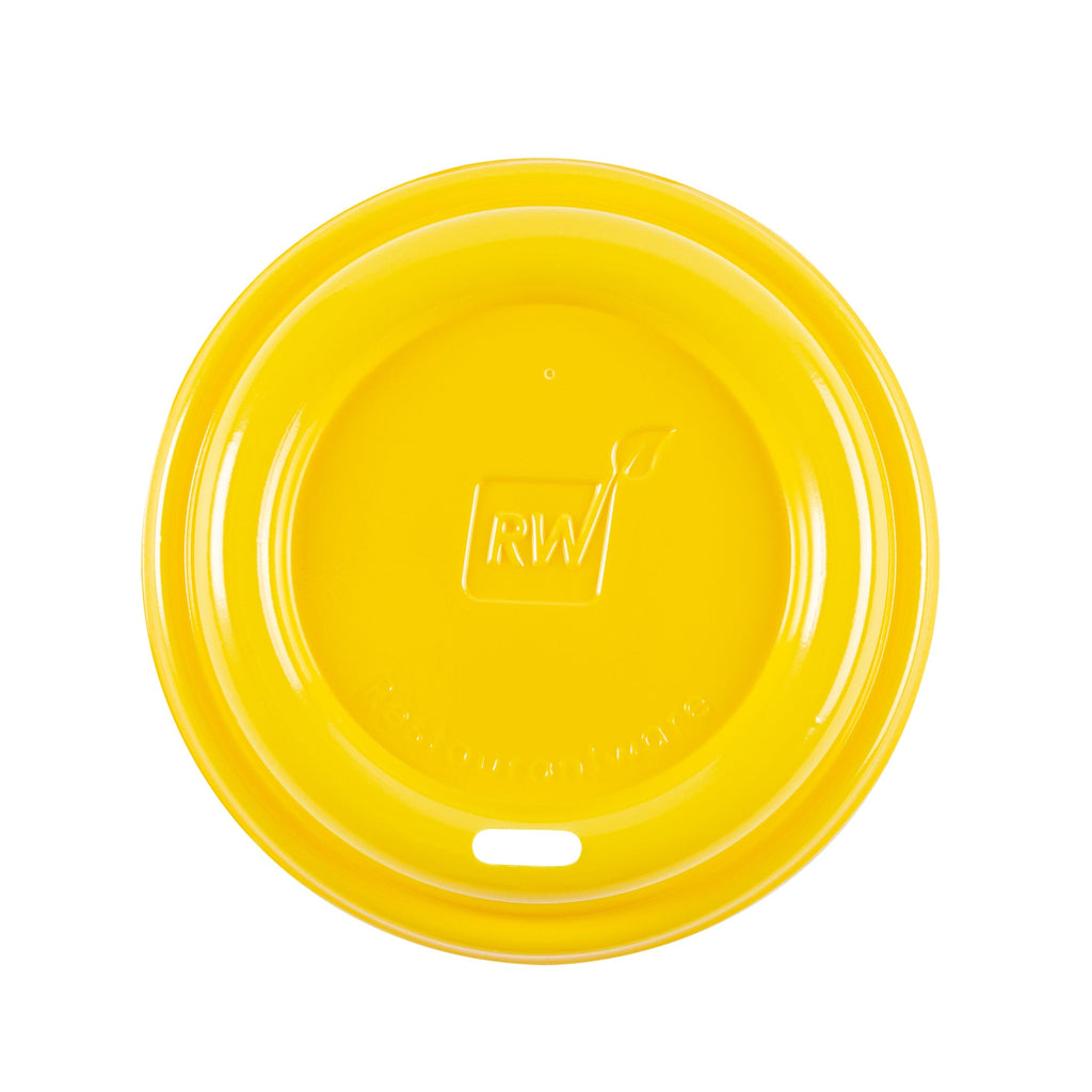 Restpresso Yellow Plastic Coffee Cup Lid - Fits 8, 12, 16 and 20 oz - 25 count box