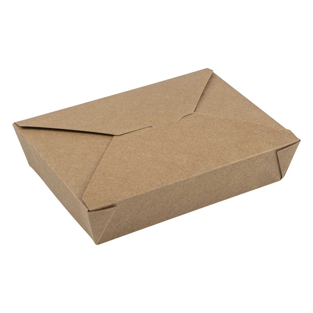 Bio Tek 49 oz Rectangle Kraft Paper #2 Bio Box Take Out Container - 8 1/2" x 6 1/4" x 2" - 50 count box