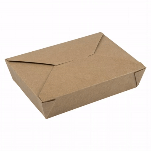 Bio Tek 49 oz Rectangle Kraft Paper #2 Bio Box Take Out Container - 8 1/2" x 6 1/4" x 2" - 200 count box
