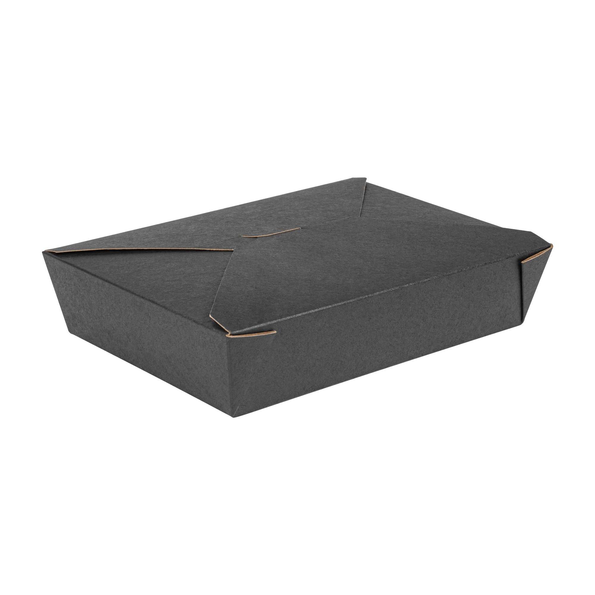 Bio Tek 49 oz Rectangle Black Paper #2 Bio Box Take Out Container - 8 1/2" x 6 1/4" x 2" - 200 count box
