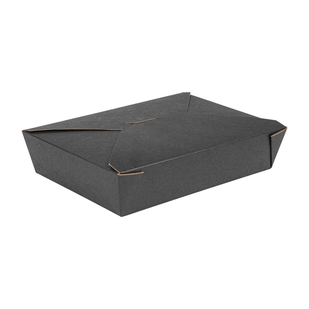 Bio Tek 49 oz Rectangle Black Paper #2 Bio Box Take Out Container - 8 1/2" x 6 1/4" x 2" - 50 count box