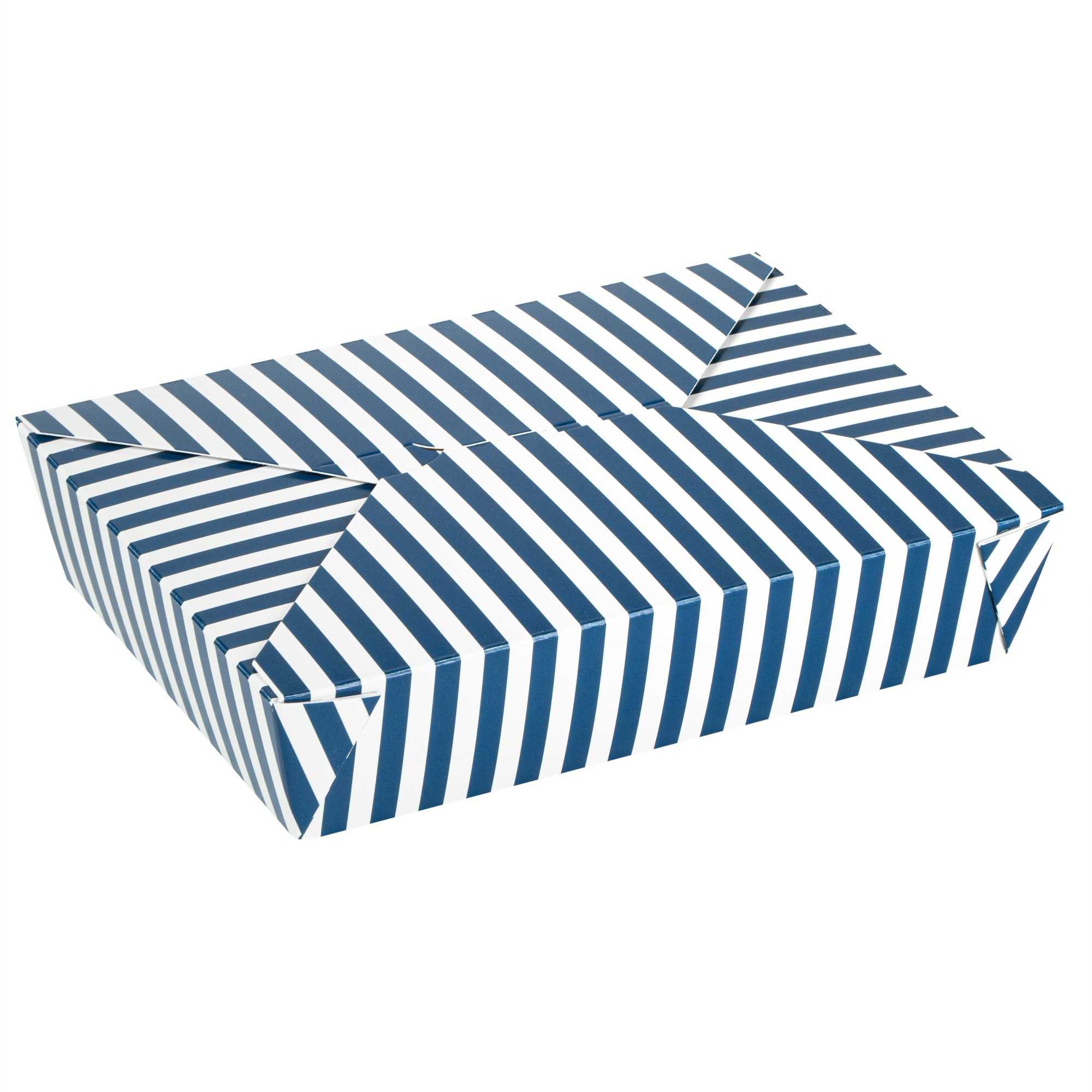 Bio Tek 49 oz Rectangle Blue and White Stripe Paper #2 Bio Box Take Out Container - 8 1/2" x 6 1/4" x 2" - 200 count box