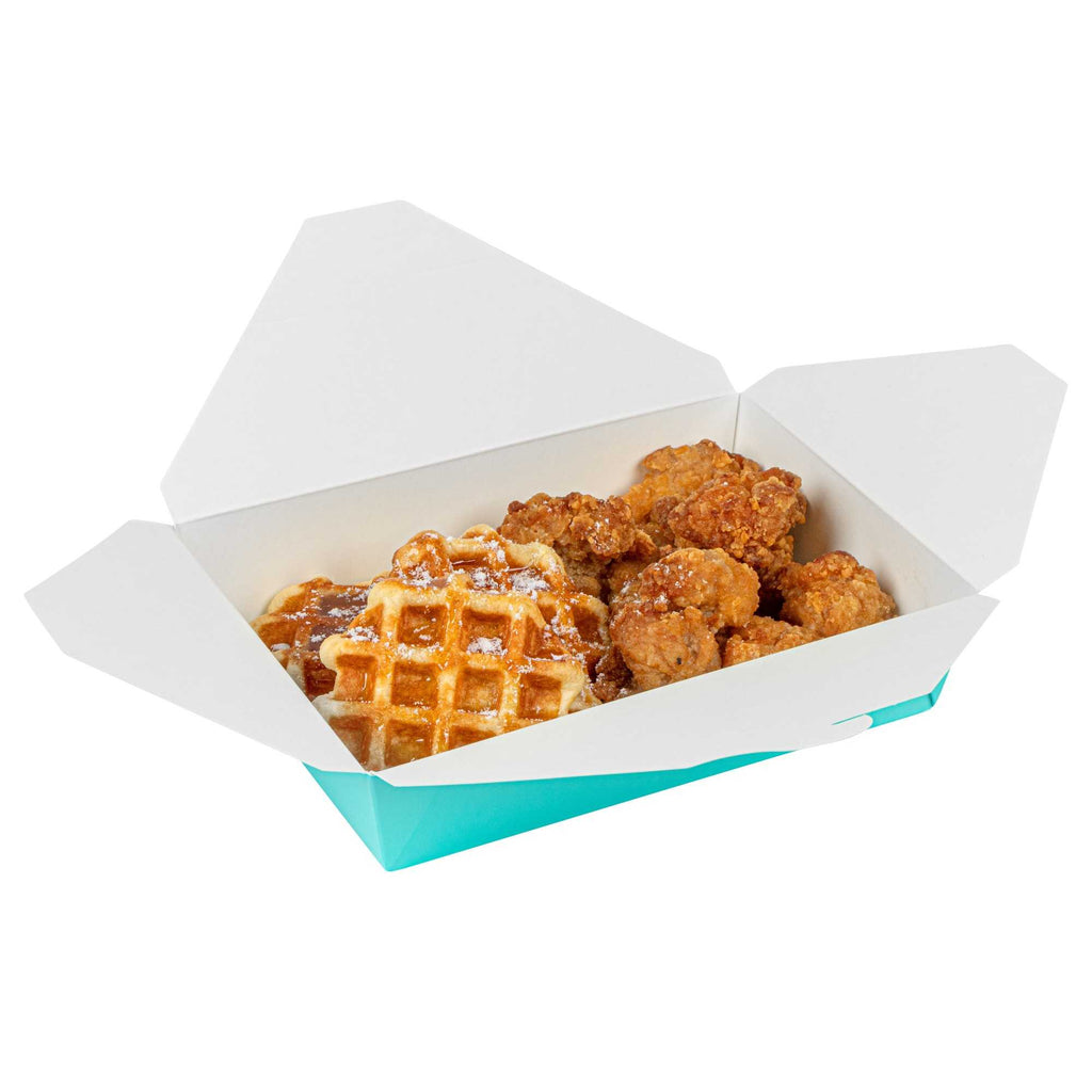Bio Tek 49 oz Rectangle Turquoise Paper #2 Bio Box Take Out Container - 8 1/2" x 6 1/4" x 2" - 200 count box