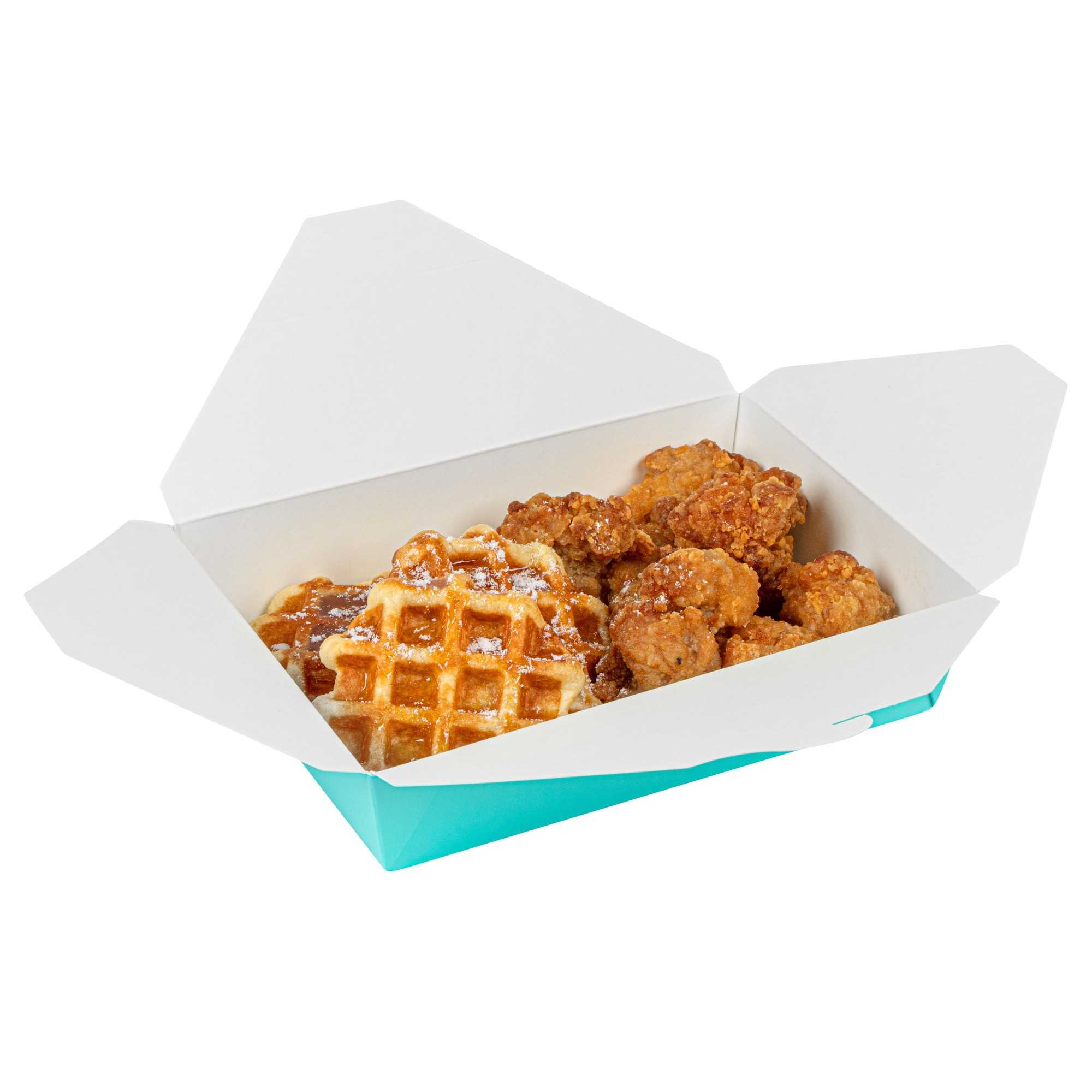 Bio Tek 49 oz Rectangle Turquoise Paper #2 Bio Box Take Out Container - 8 1/2" x 6 1/4" x 2" -50 count box