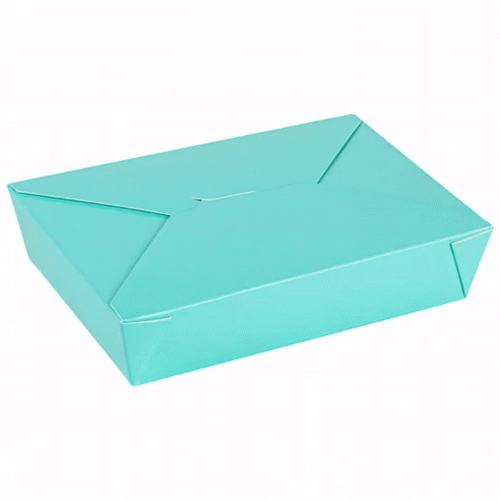 Bio Tek 49 oz Rectangle Turquoise Paper #2 Bio Box Take Out Container - 8 1/2" x 6 1/4" x 2" - 200 count box